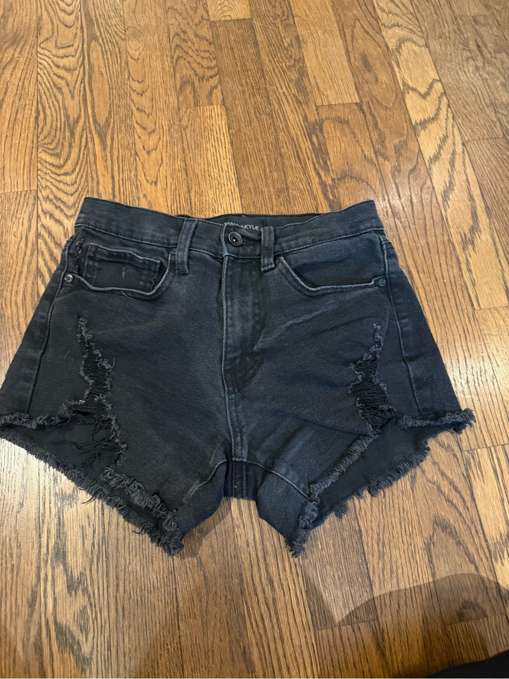 Kendall & Kylie Black Distressed High-Rise Denim Shorts